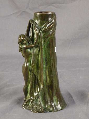GIAMBALDI (XIX-XXe S) - Vase en bronze à patine 