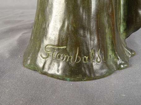 GIAMBALDI (XIX-XXe S) - Vase en bronze à patine 