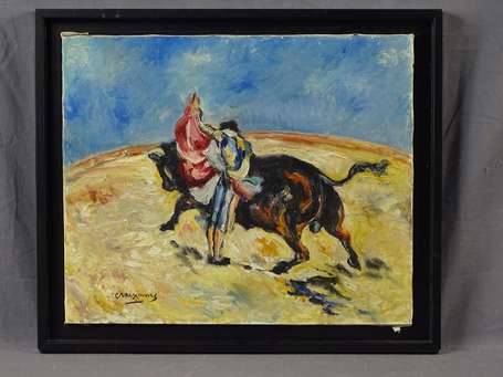 CREIXAMS Pedro (1893-1965) Tauromachie. Huile sur 