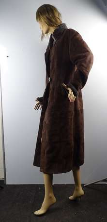 JEKEL- Long manteau en mouton retourné chocolat , 