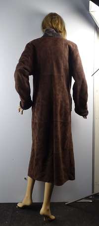 JEKEL- Long manteau en mouton retourné chocolat , 