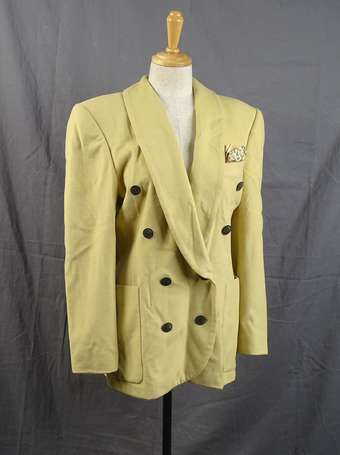 ESCADA - Veste en laine mélangée jaune, double 