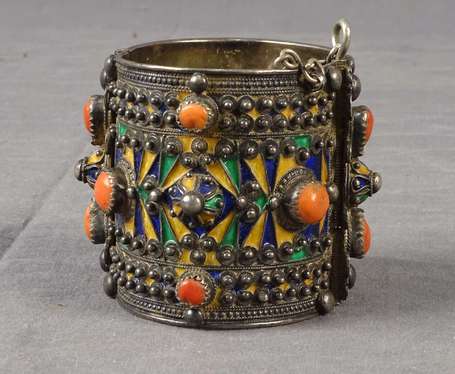 Bracelet manchette berbère ou kabyle en argent bas