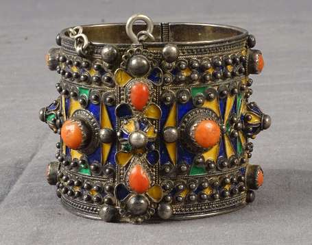 Bracelet manchette berbère ou kabyle en argent bas