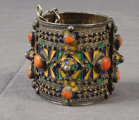 Bracelet manchette berbère ou kabyle en argent bas
