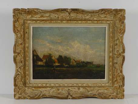 ECOLE FIN XIXé Paysage rural. Huile sur toile. 24 