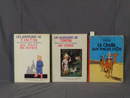 Hergé : Tintin : 3 albums ; Tintin au pays des 