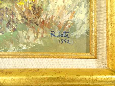 RIOTTE Xxé Chaumière Huile sur toile signée datée 