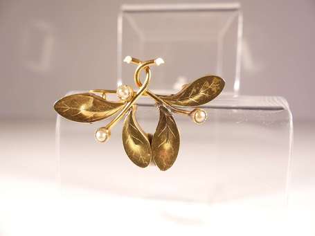 Broche Art Nouveau en or jaune 18K (750°/00) à 