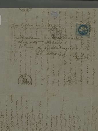 Lettre par Ballon monté cachet de départ Paris 