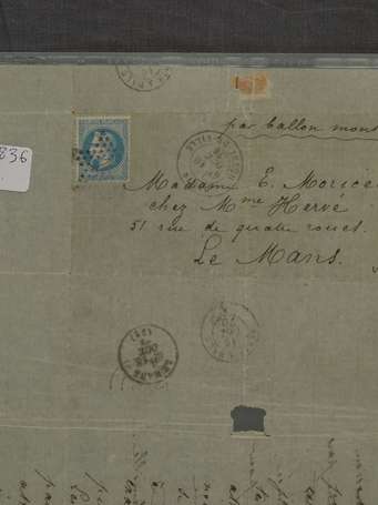 Lettre par Ballon monté cachet de départ Paris 