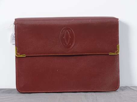 CARTIER Must - Pochette en cuir brun rouge chiffré