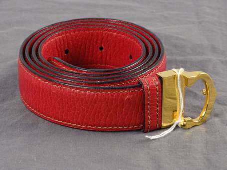 CARTIER Must - Ceinture en cuir grainé rouge, la 