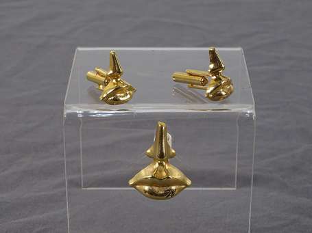 DALI - Paire de boutons de manchette et broche en 