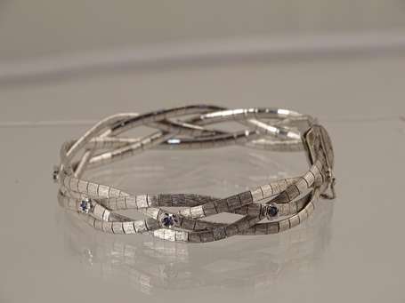 Bracelet tresse plate en or gris 750°/°°° rhodié 