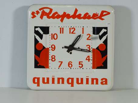 ST RAPHAËL Quinquina : Horloge émaillée illustrée 