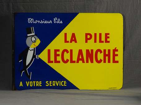 LA PILE LECHANCHÉ  : Plaque émaillée double-face à