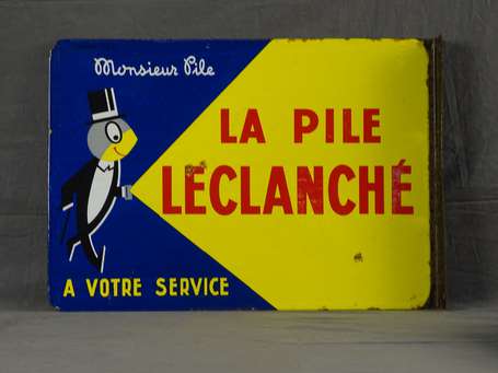 LA PILE LECHANCHÉ  : Plaque émaillée double-face à