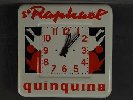 ST RAPHAËL Quinquina - Horloge émaillée illustrée 