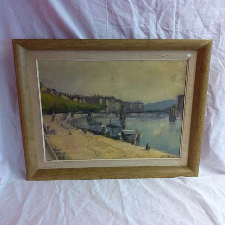 PERRET Jean (1910-2003) Lyon les quais du Rhône 