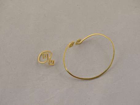 Bracelet et bague en or jaune (750), ils sont 