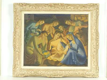 DELUOL A. Xxé Nativité Huile sur toile signée 