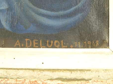 DELUOL A. Xxé Nativité Huile sur toile signée 
