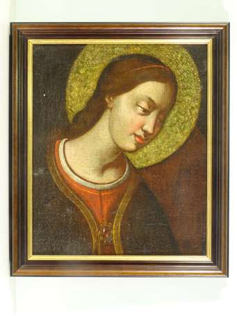 ECOLE XIXé Portrait de la vierge Huile sur toile 