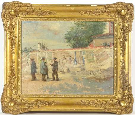 LUZEAU F. XIX-Xxé Scène de rue Huile sur toile 