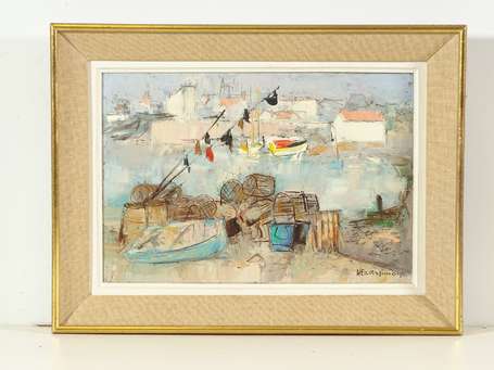 SIMON Henry (1910-1987) Port de pêche Huile sur 