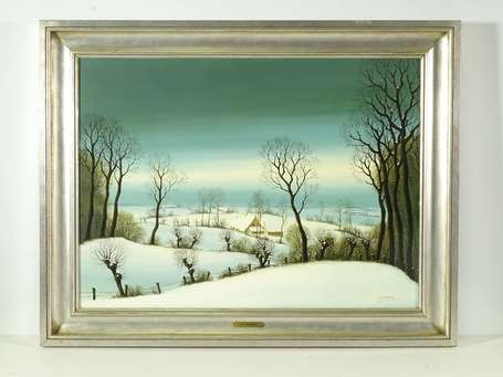 WILLEQUET Piet (1950- ) Paysage enneigé Huile sur 