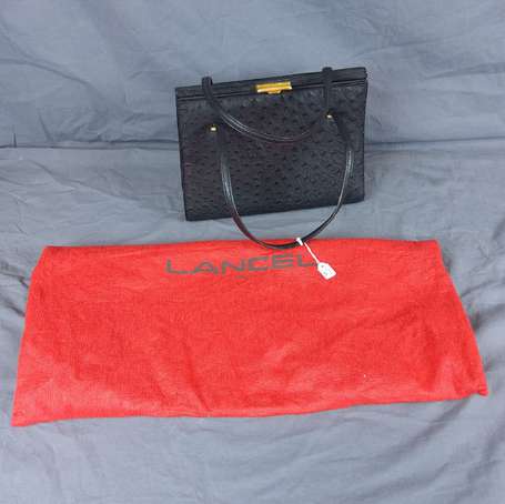 LANCEL Petit Sac rigide en cuir façon autruche 