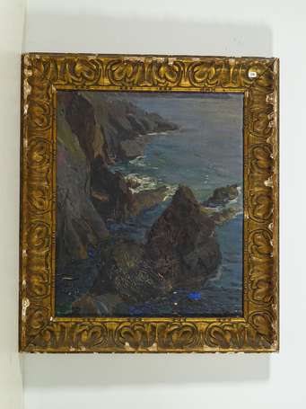 BRECHENMACHER Raymond (1897- ) Côte rocheuse Huile