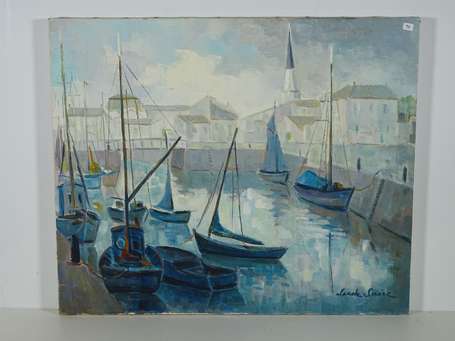 SUIRE Claude (1924- ) Bateaux au port Huile sur 
