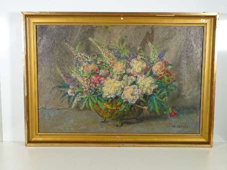 JAMOIS Edmond Victor  (1876-1975) Bouquet Huile 