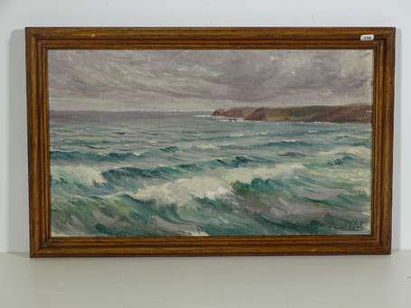 REAL Daniel (1877-1931) Vue sur la côte Huile sur 