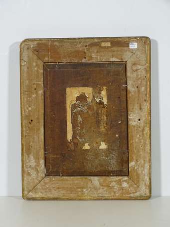 ECOLE XIXème, La Génuflexion, huile sur panneau 