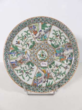 CANTON - Assiette en porcelaine à décor 