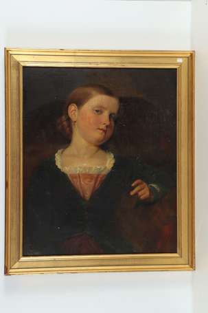 ECOLE XIXè - Portrait de fillette. Huile sur 