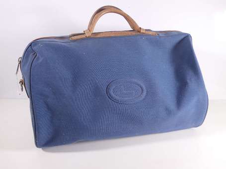 LANCEL - Sac de voyage en toile bleue et cuir 