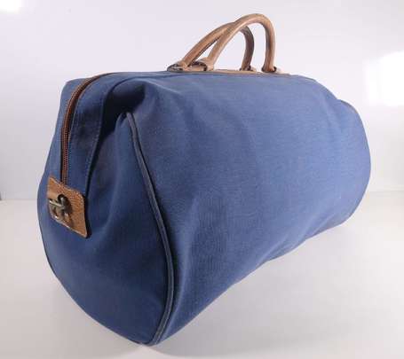 LANCEL - Sac de voyage en toile bleue et cuir 