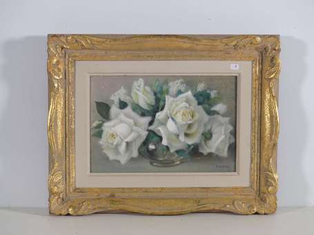 SESTON Paul (1905-1985) Bouquet de roses blanches.