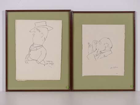 COCTEAU Jean (1889-1963) - Portraits charges. Deux