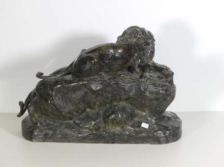 PARIS René (1881-1970) - Lion, lionne et gazelle. 