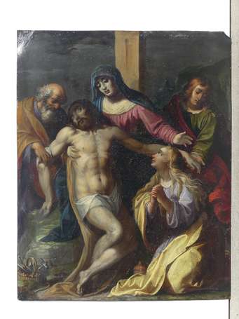 ECOLE FLAMANDE vers 1630 - Descente de croix. 