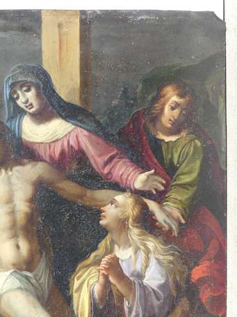 ECOLE FLAMANDE vers 1630 - Descente de croix. 