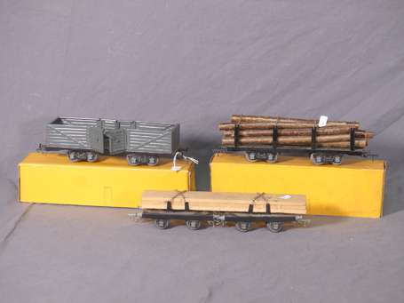 JEP O - 3 wagons dont plate forme 4691 en boite 