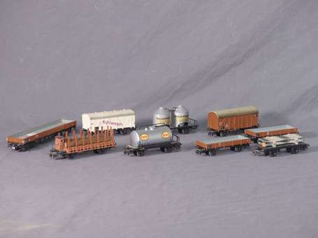 Marklin Ho - Lot de 9 wagons (dont un Porcher) - 