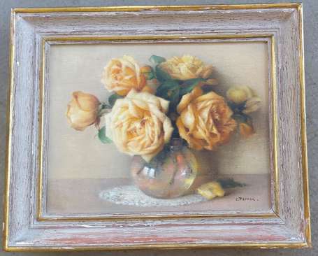 PERRON Charles (1880-1969) Bouquet de roses Huile 