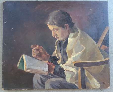 LEVEILLE André (1880-1963) Lecture à la veillée 